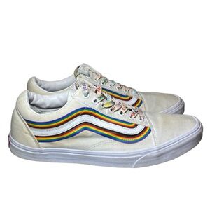 Vans Old Skool Pride Skate Sneakers Men’s Size 13 White & Rainbow Shoes - 508357